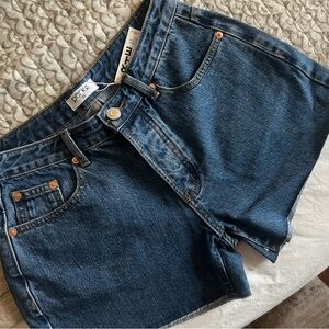 Parke Dark Long Raw Hem Denim Shorts NWT